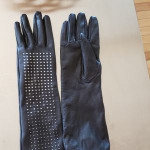 Long black leather gloves